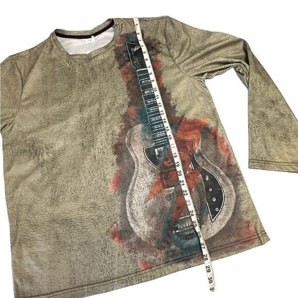 Printed Electric Guitar AOP design Long sleeve tech fabric T-shirt  size XL - Picture 8 of 9